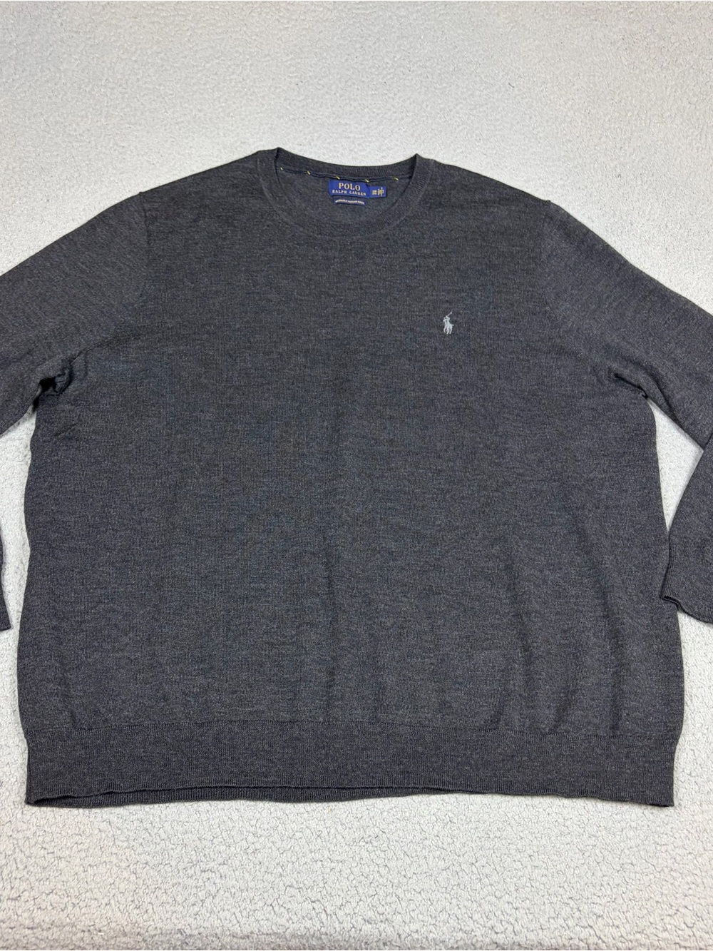 Polo Ralph Lauren Merino Wool Sweater Mens 3XB Big Charcoal Crewneck Washable